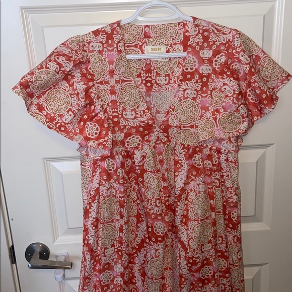 Anthropologie ⚜️ Maeve Printed Flutter-Sleeve Babydoll Dress - Picture 7 of 12